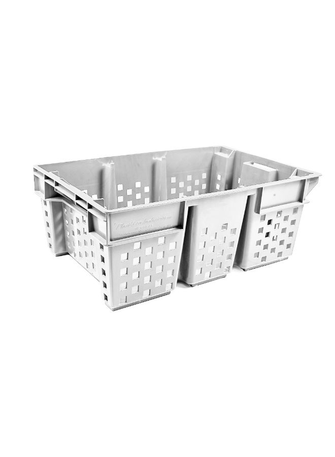 Vegetable/Date Crate Ventilated Storage Crate Stackable & Durable Storage Box For Home Office and Outdoor Organizer (580 x 380 x 220 mm) (White)